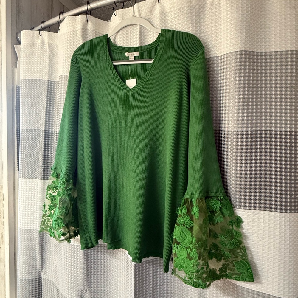 CATO Sweater Top w Embellished Sleeves
